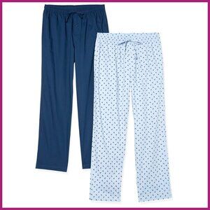 Cotton Poplin Full-Length Pajama Bottoms, Relaxed Fit, Pack of 2